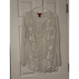 Sundance Silk Embroidered Blouse With Silk Cami Boho Ivory Top Size M